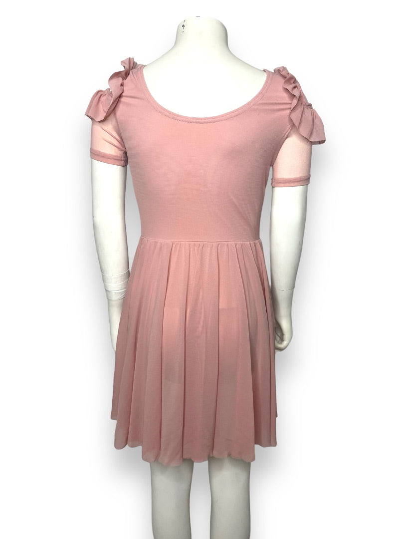 COLD SHOULDER RUFFLE DRESS