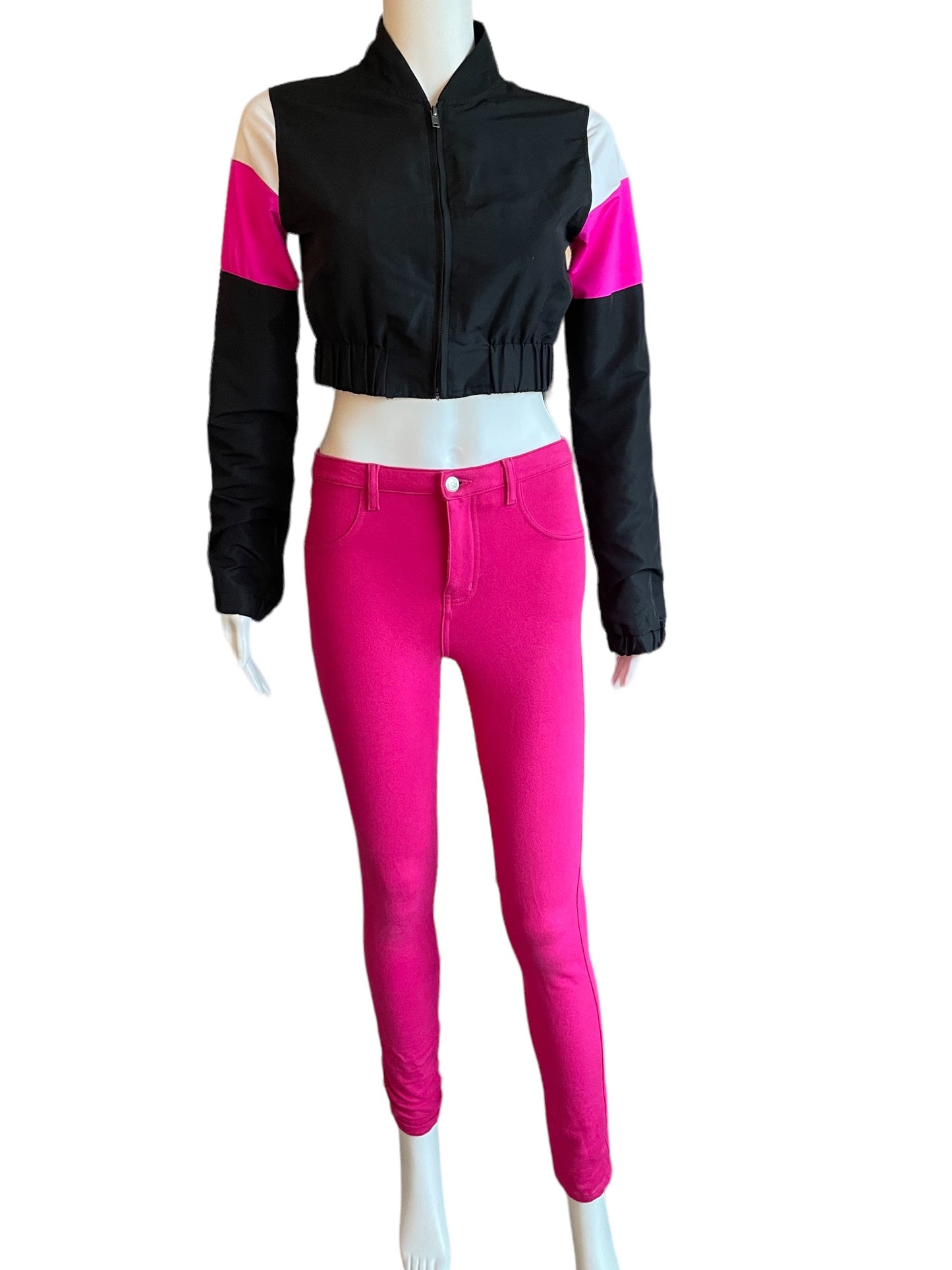 CROPPED COLORBLOCK JACKET-AH12405