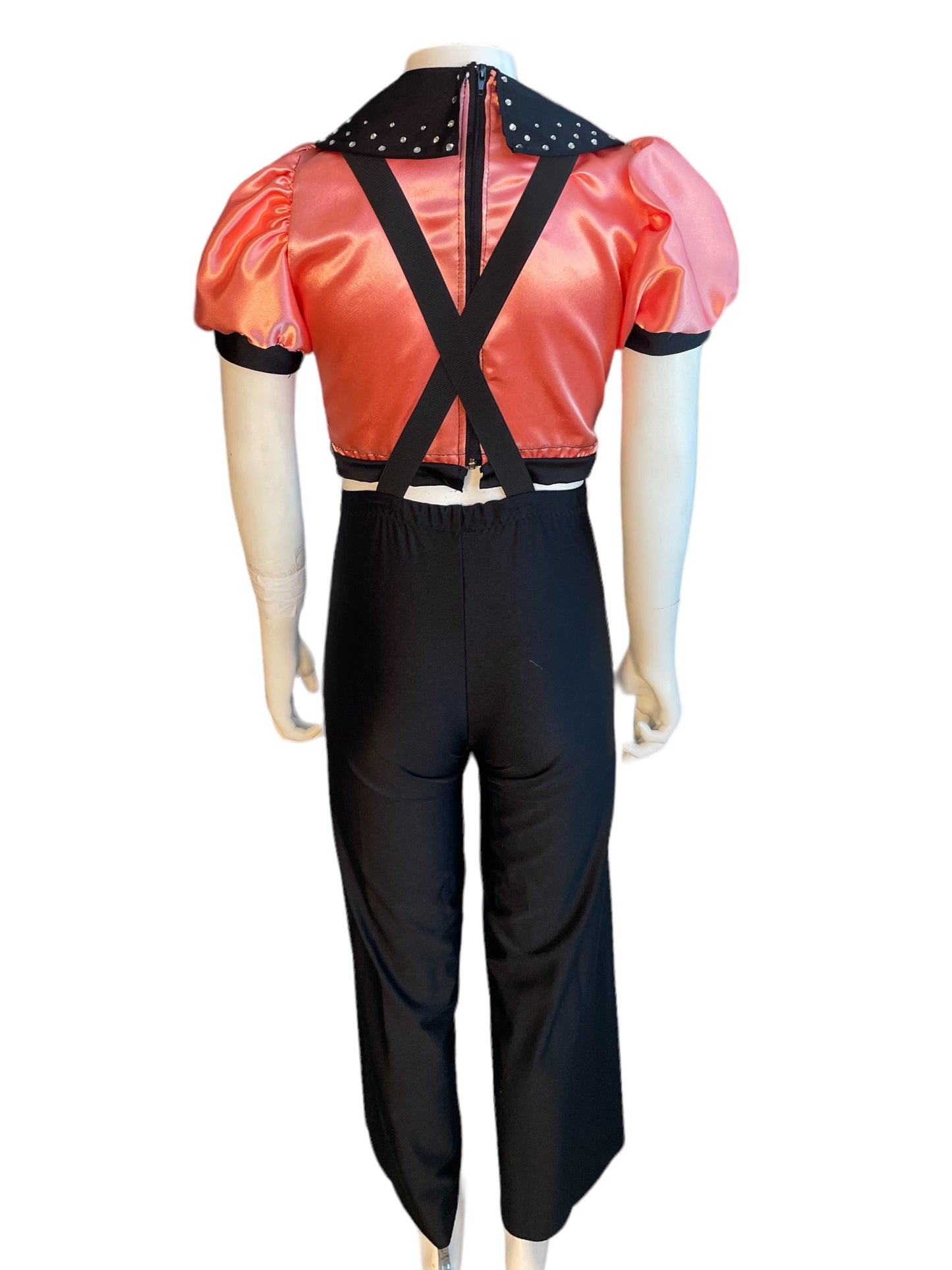 CUSTOM CORAL AND SUSPENDER PANTS