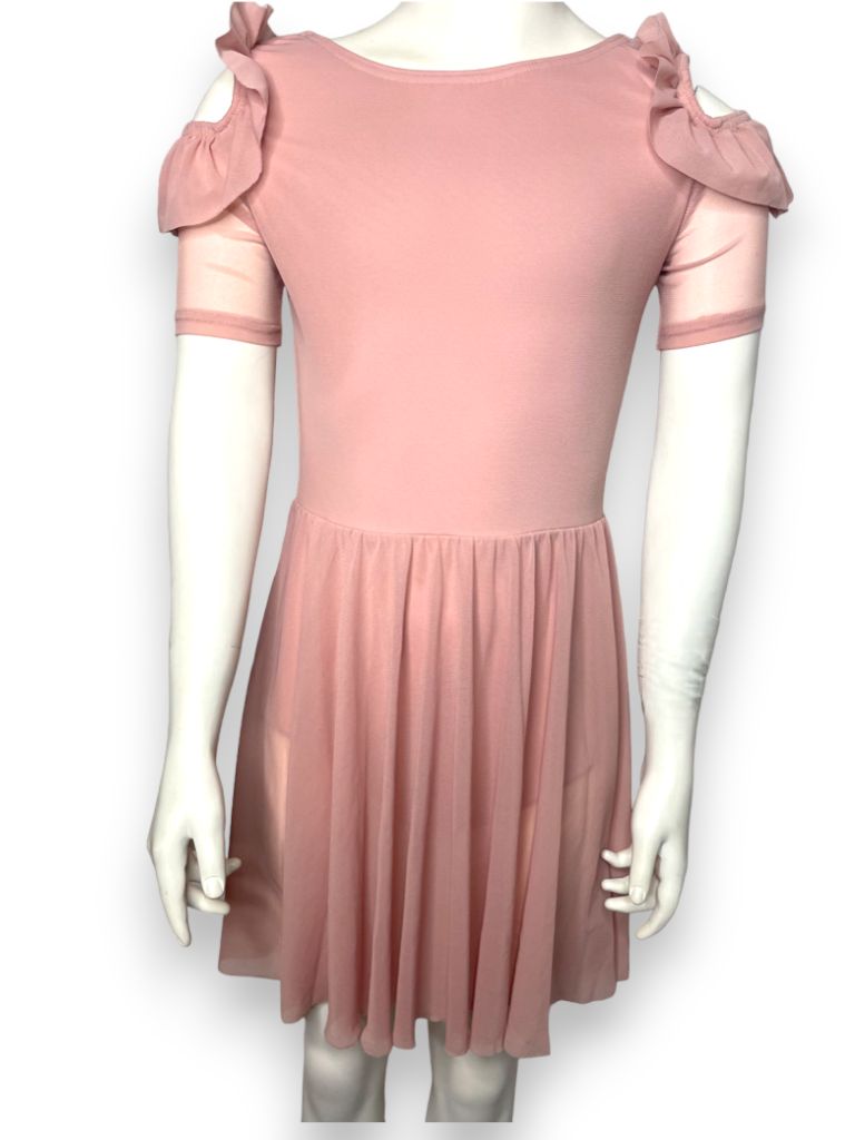 COLD SHOULDER RUFFLE DRESS