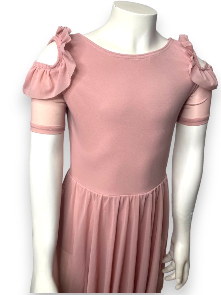 COLD SHOULDER RUFFLE DRESS