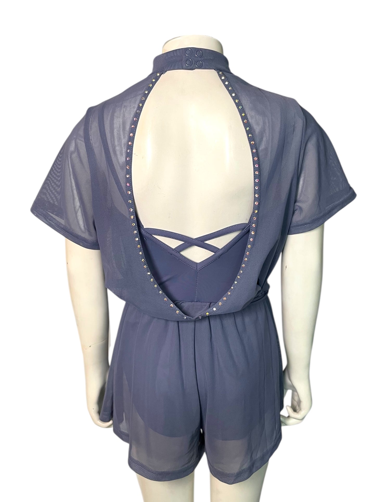 MOCK NECK POWER MESH ROMPER-11785 Semi-Custom