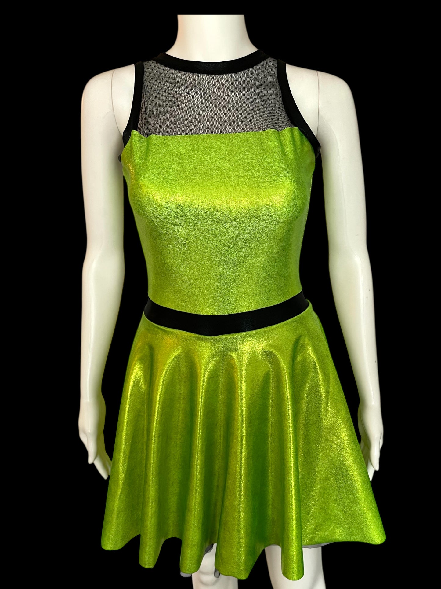 NEON GREEN AND BLACK MESH DRESS