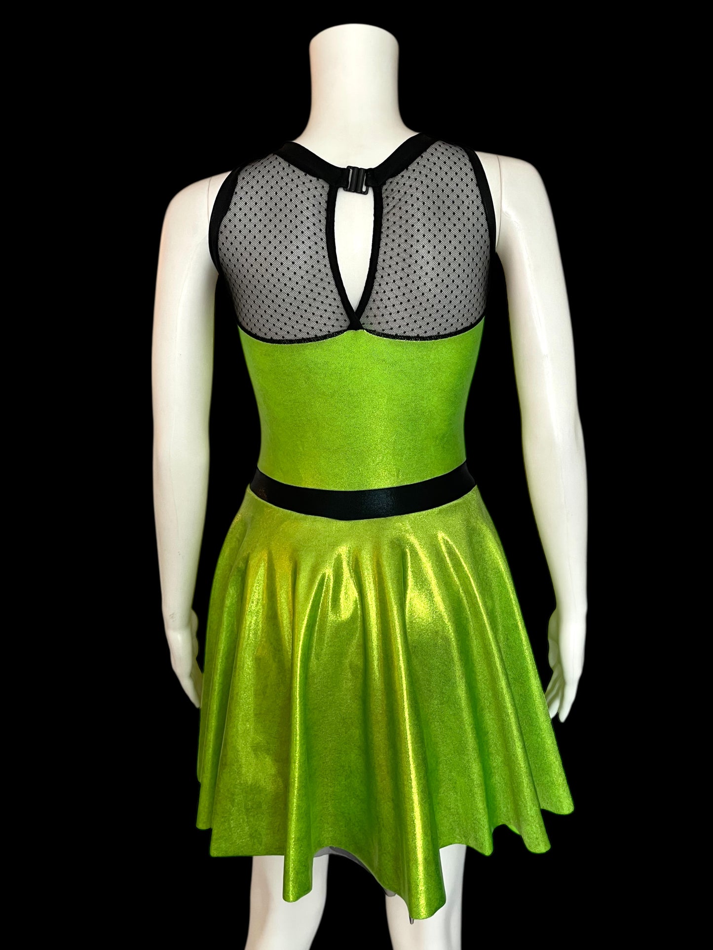 NEON GREEN AND BLACK MESH DRESS