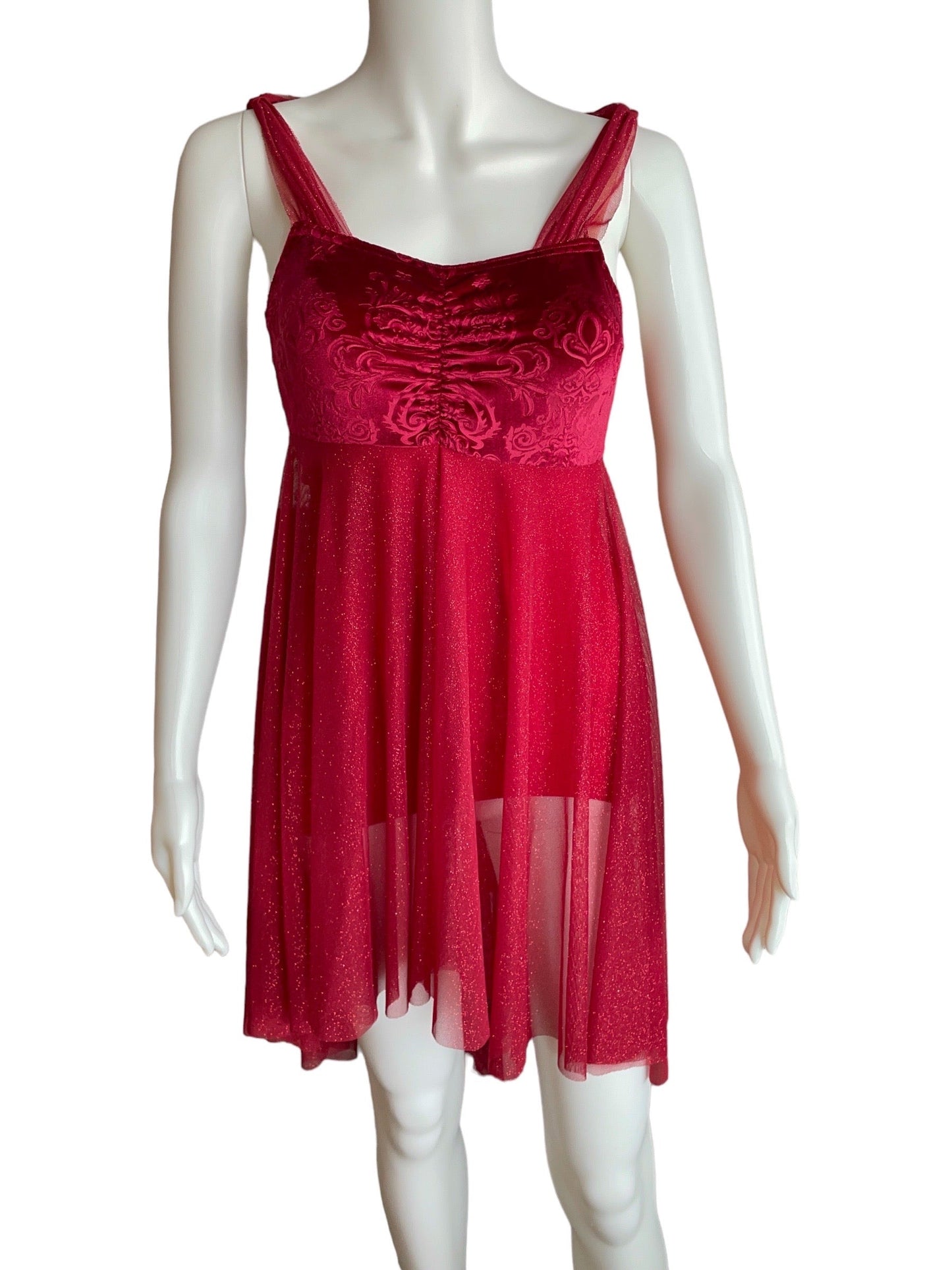 DAMASK VELVET SPARKLE MESH DRESS