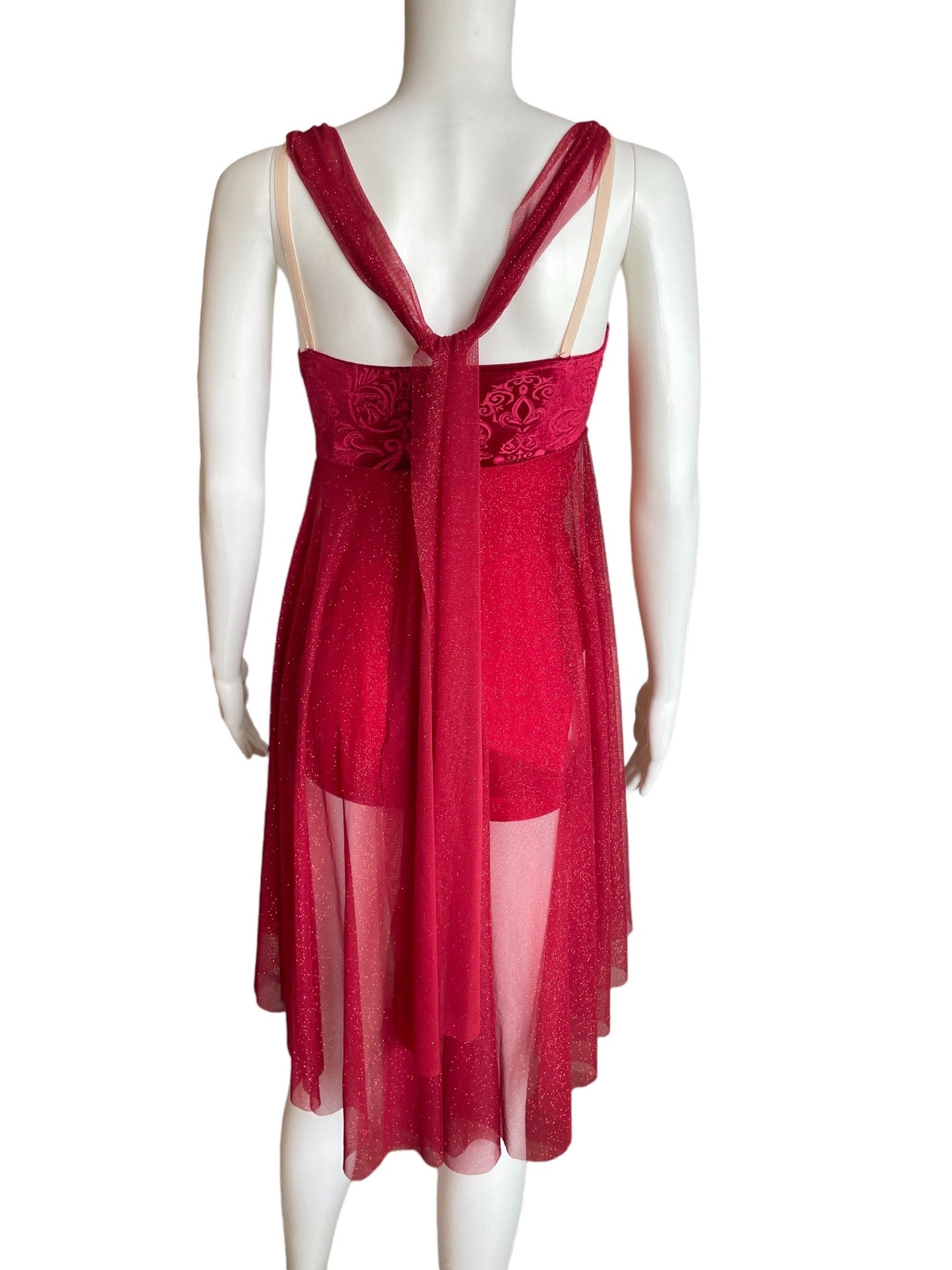 DAMASK VELVET SPARKLE MESH DRESS