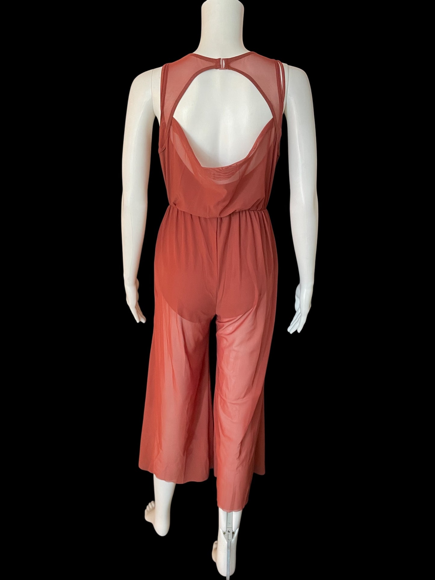 COWL DRAPE POWER MESH JUMPSUIT-SM12126