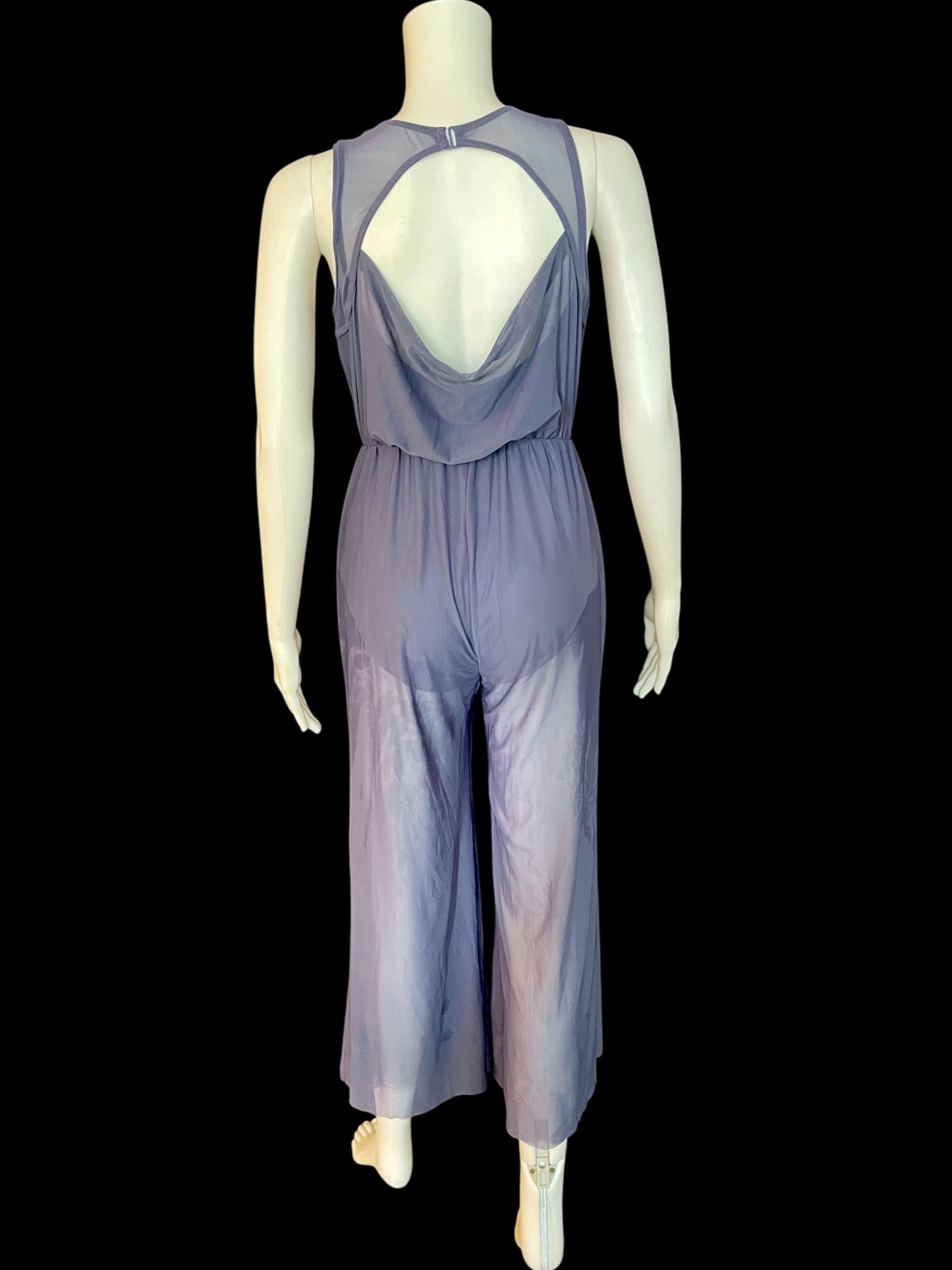 COWL DRAPE POWER MESH JUMPSUIT-SM12126