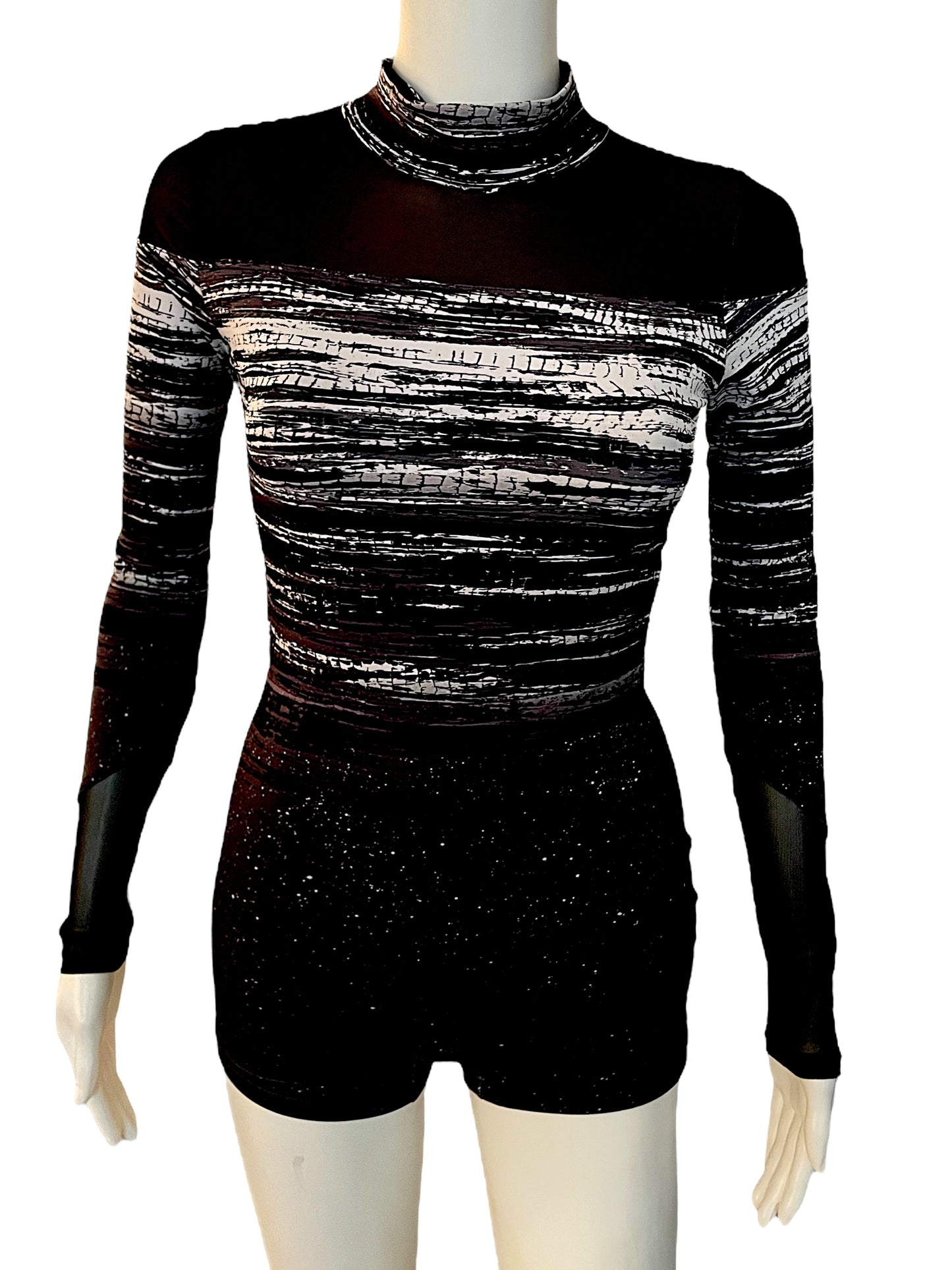 GRAYED OUT BIKETARD WITH MESH-11424