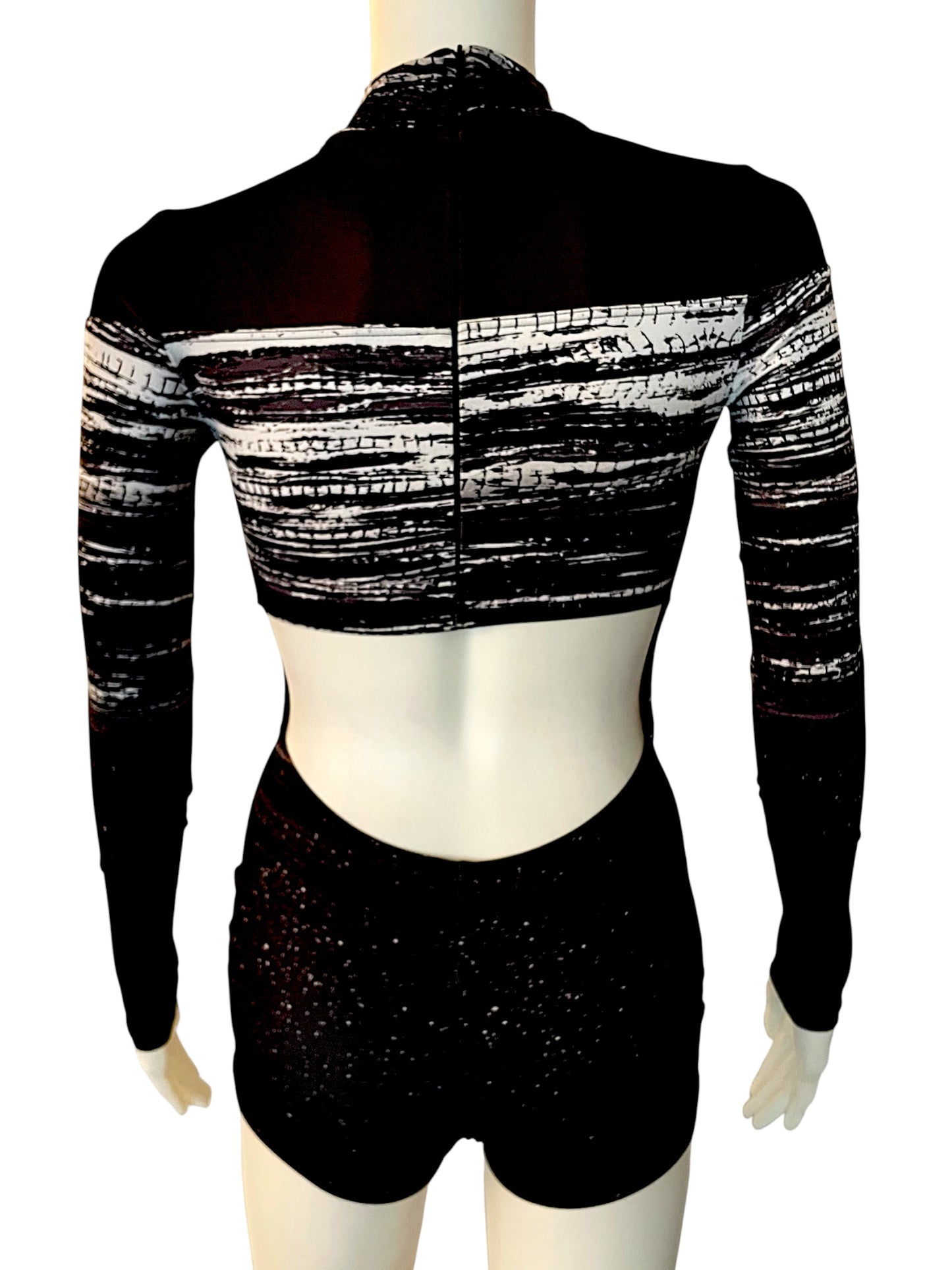 GRAYED OUT BIKETARD WITH MESH-11424