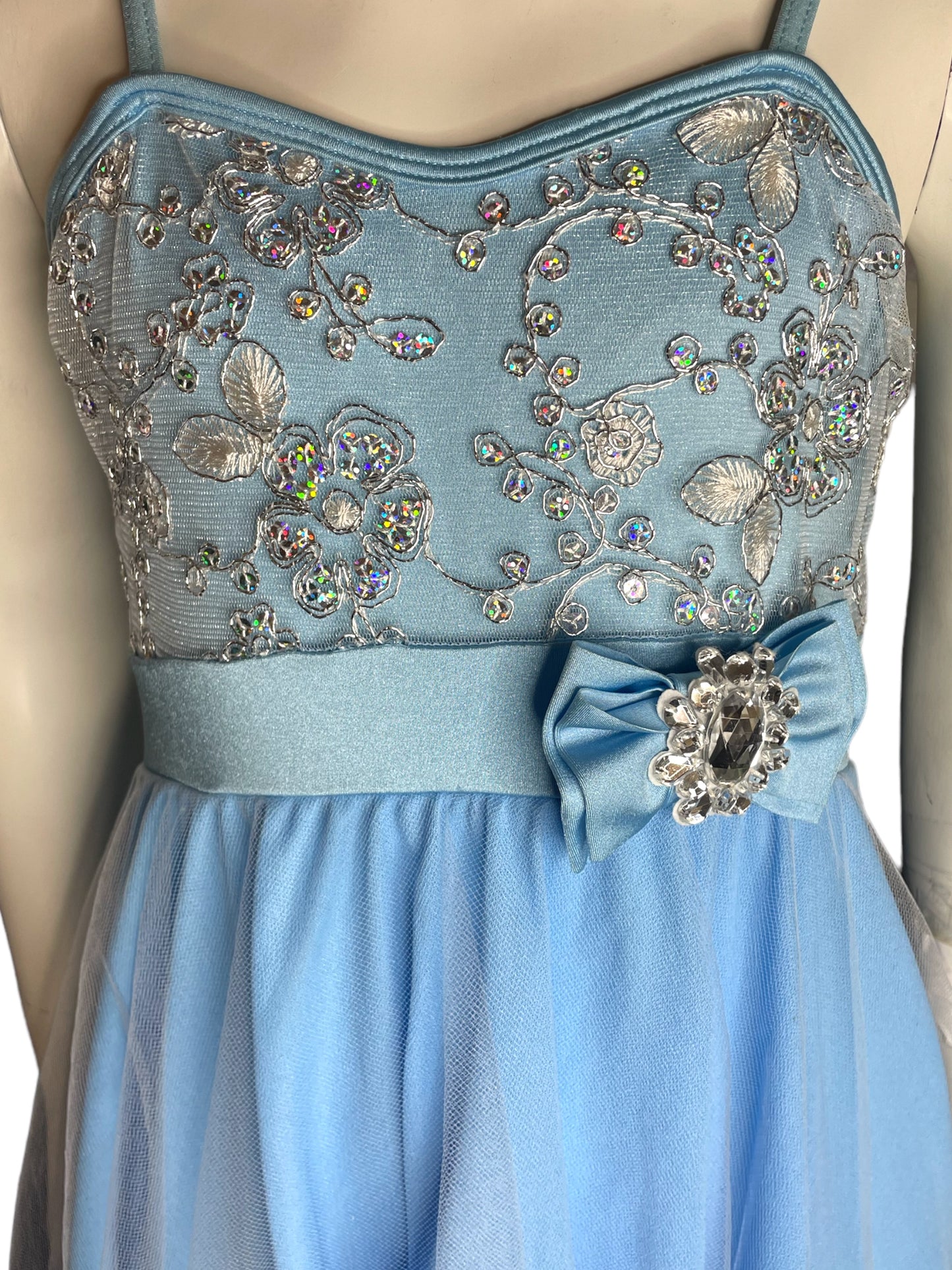 CRYSTAL AND RIBBON LYRICAL DRESS-E2027