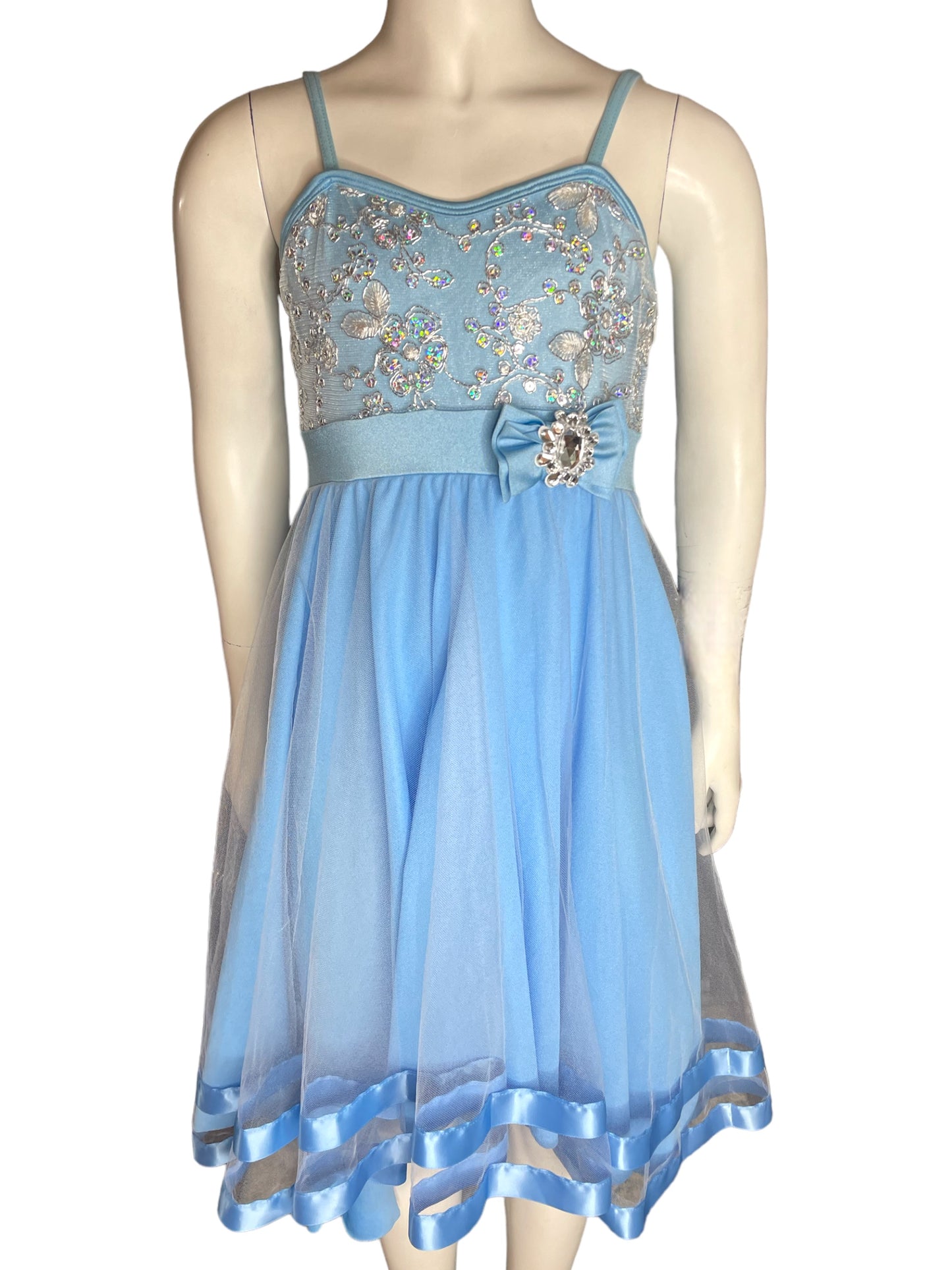 CRYSTAL AND RIBBON LYRICAL DRESS-E2027