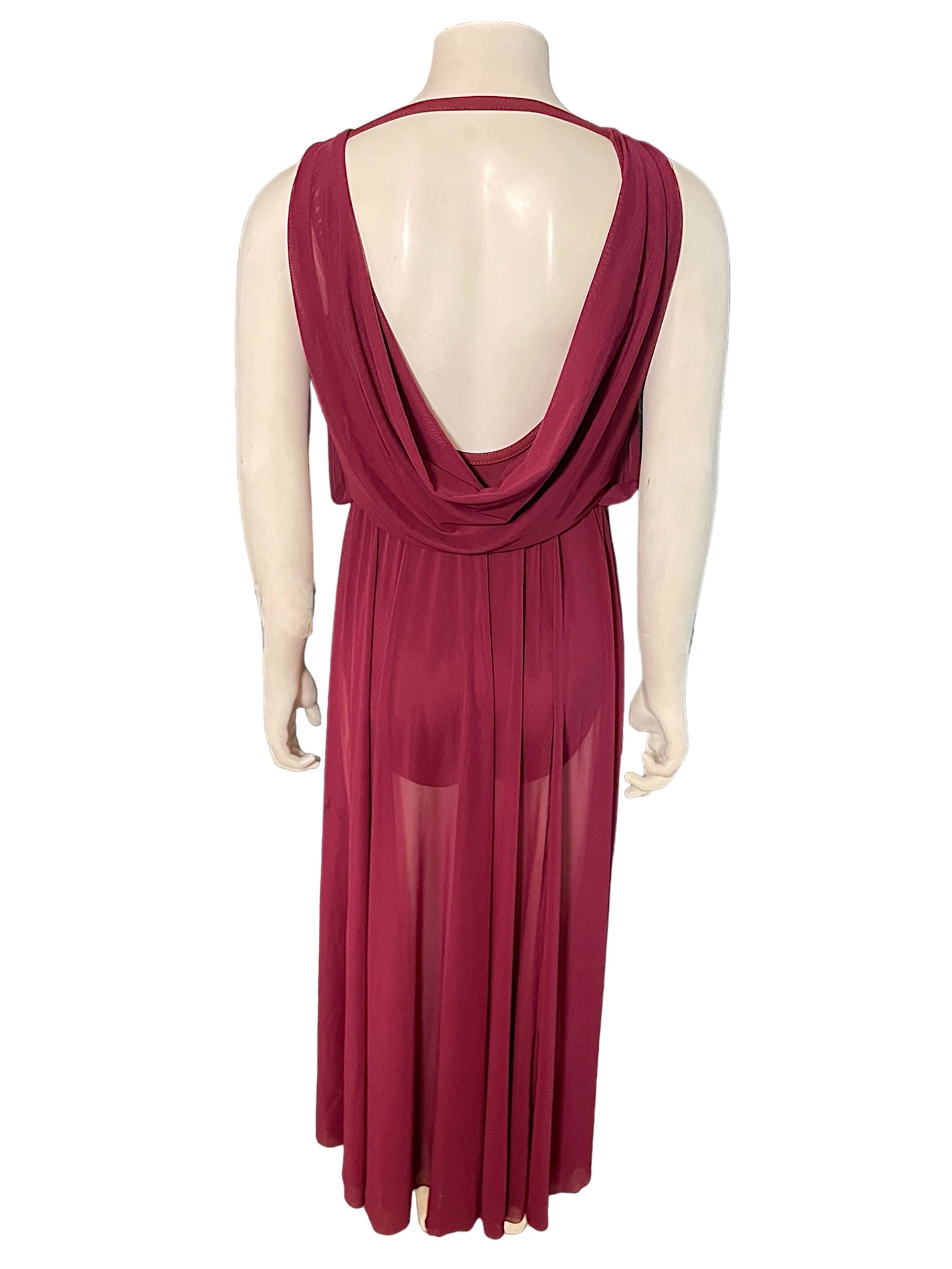 DOUBLE COWL MESH MAXI DRESS-10454