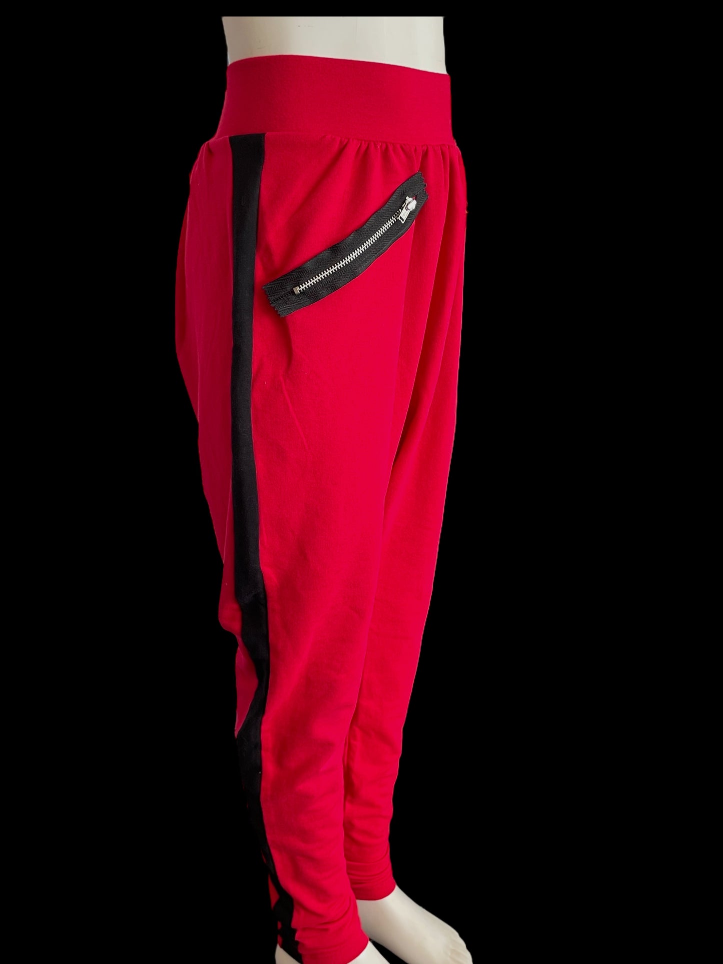SIDE STRIPE ZIPPER HAREM PANTS-AH9106