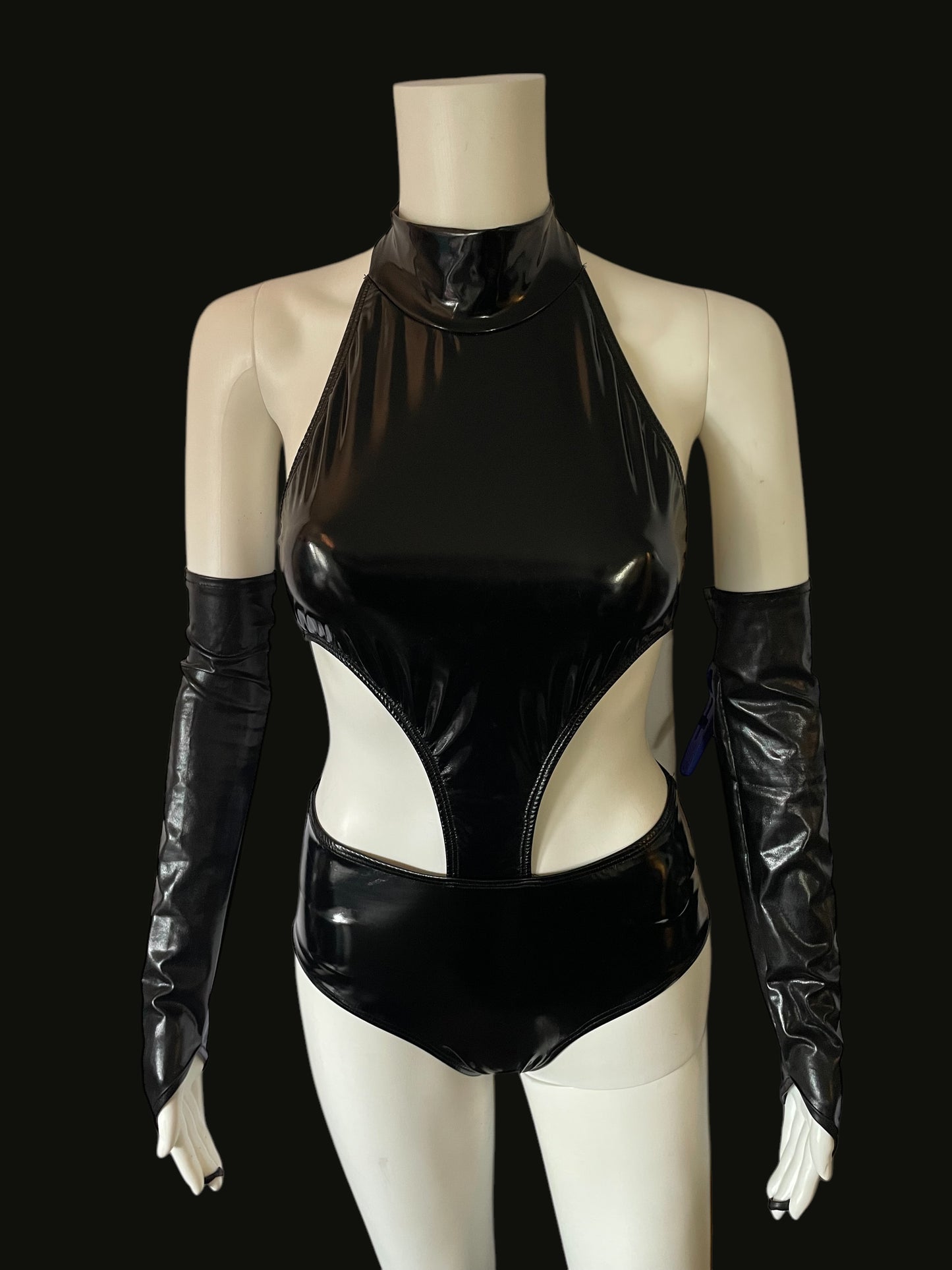 FAUX LEATHER LEO WITH ARM SLEEVES