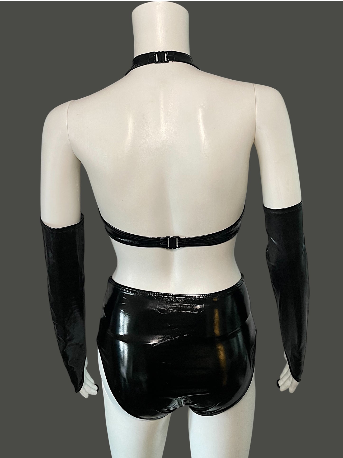 FAUX LEATHER LEO WITH ARM SLEEVES