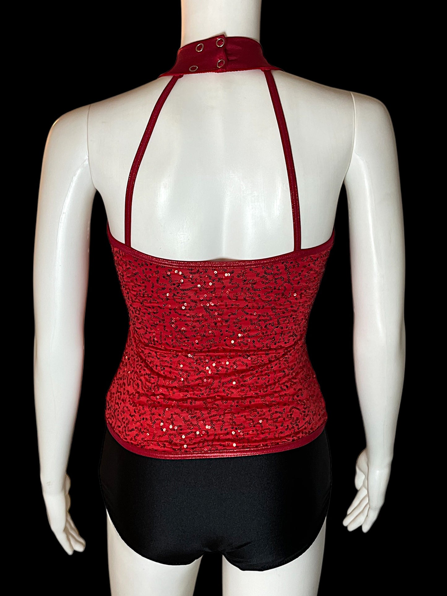SEQUIN AND METALLIC HALTER TOP-sq7006