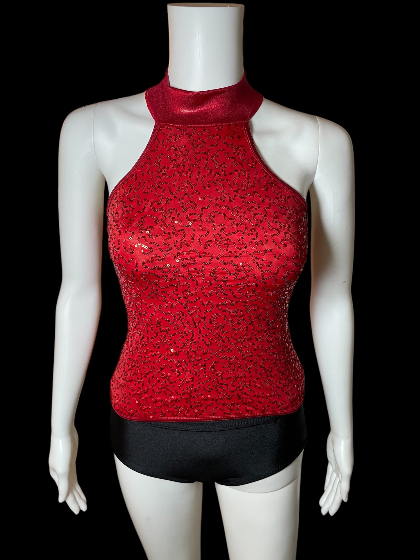SEQUIN AND METALLIC HALTER TOP-sq7006
