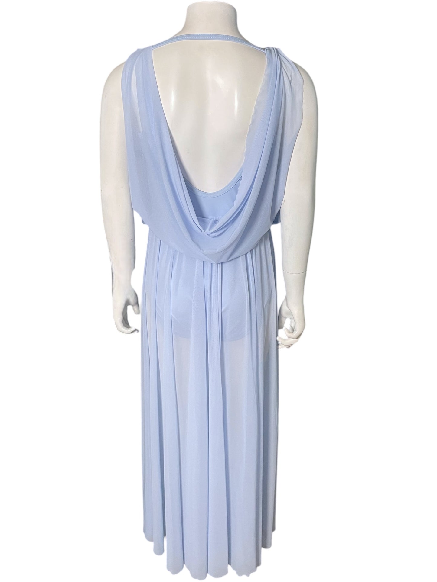 DOUBLE COWL MESH MAXI DRESS-10454