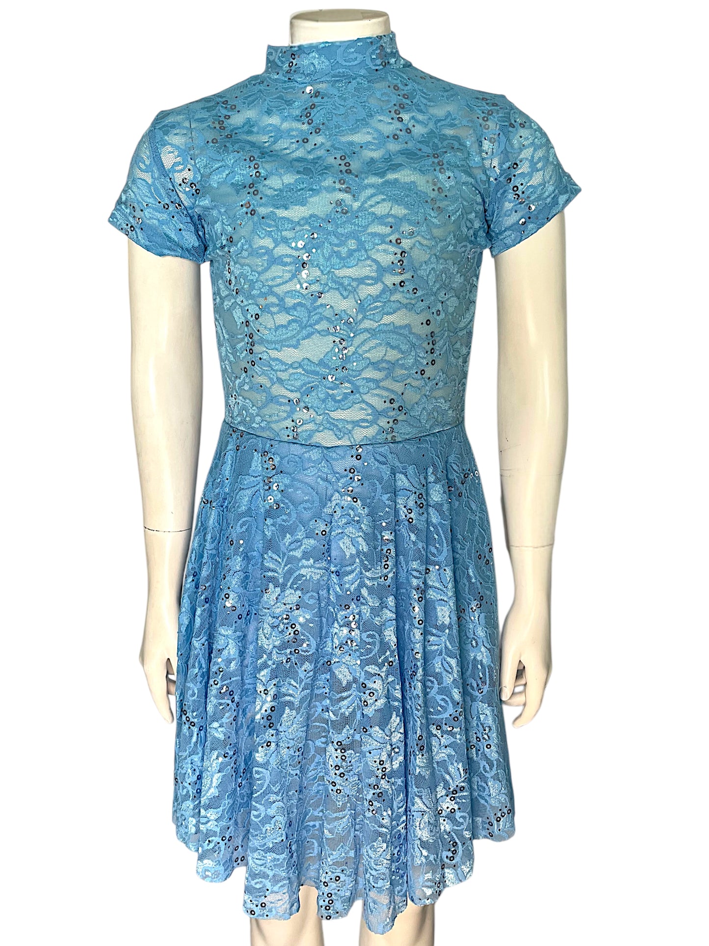 BLUE SEQUIN LACE DRESS