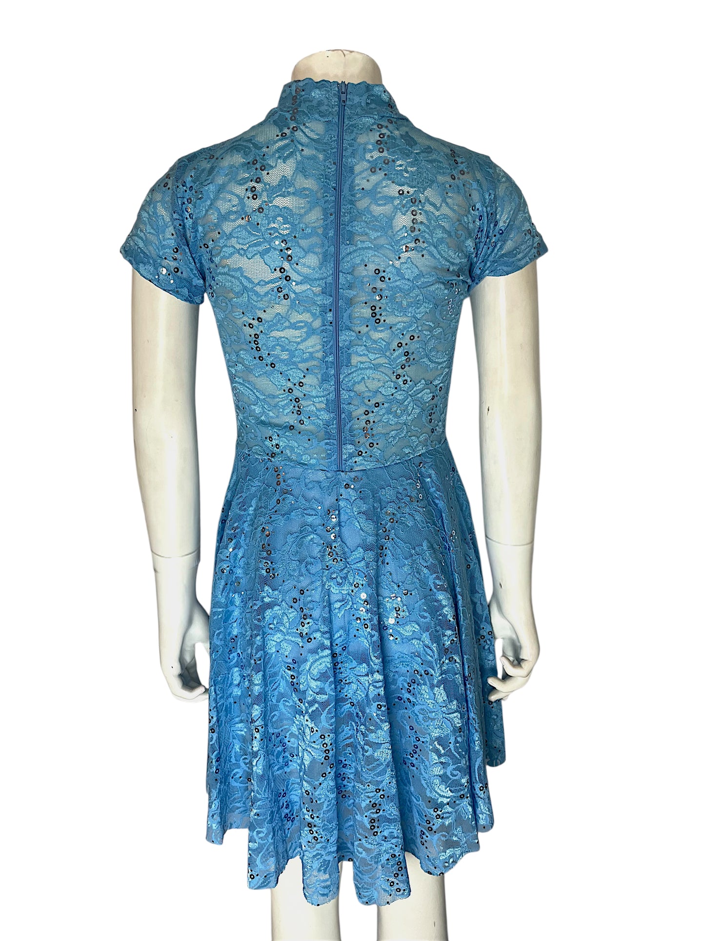 BLUE SEQUIN LACE DRESS