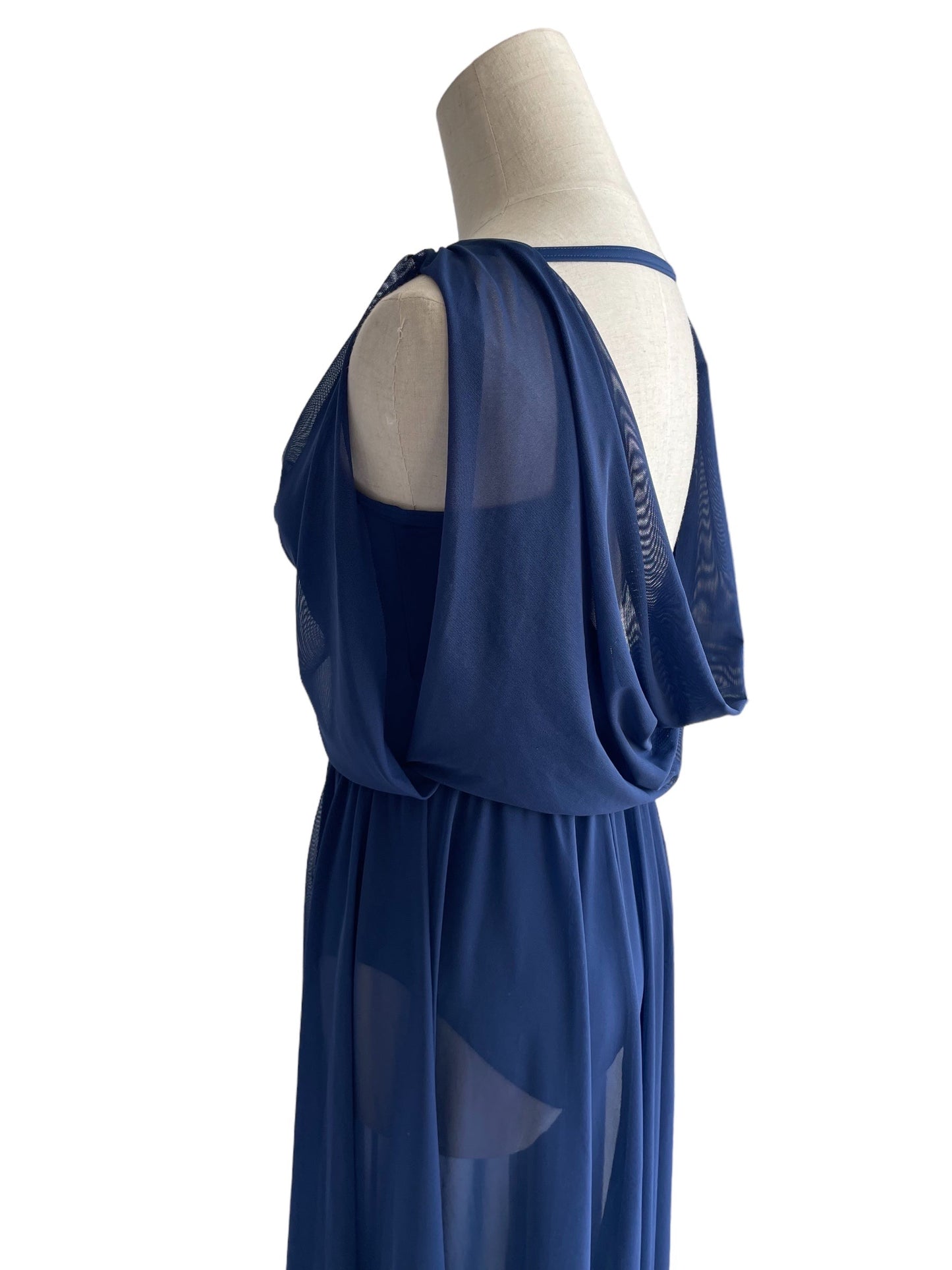 DOUBLE COWL MESH MAXI DRESS-10454