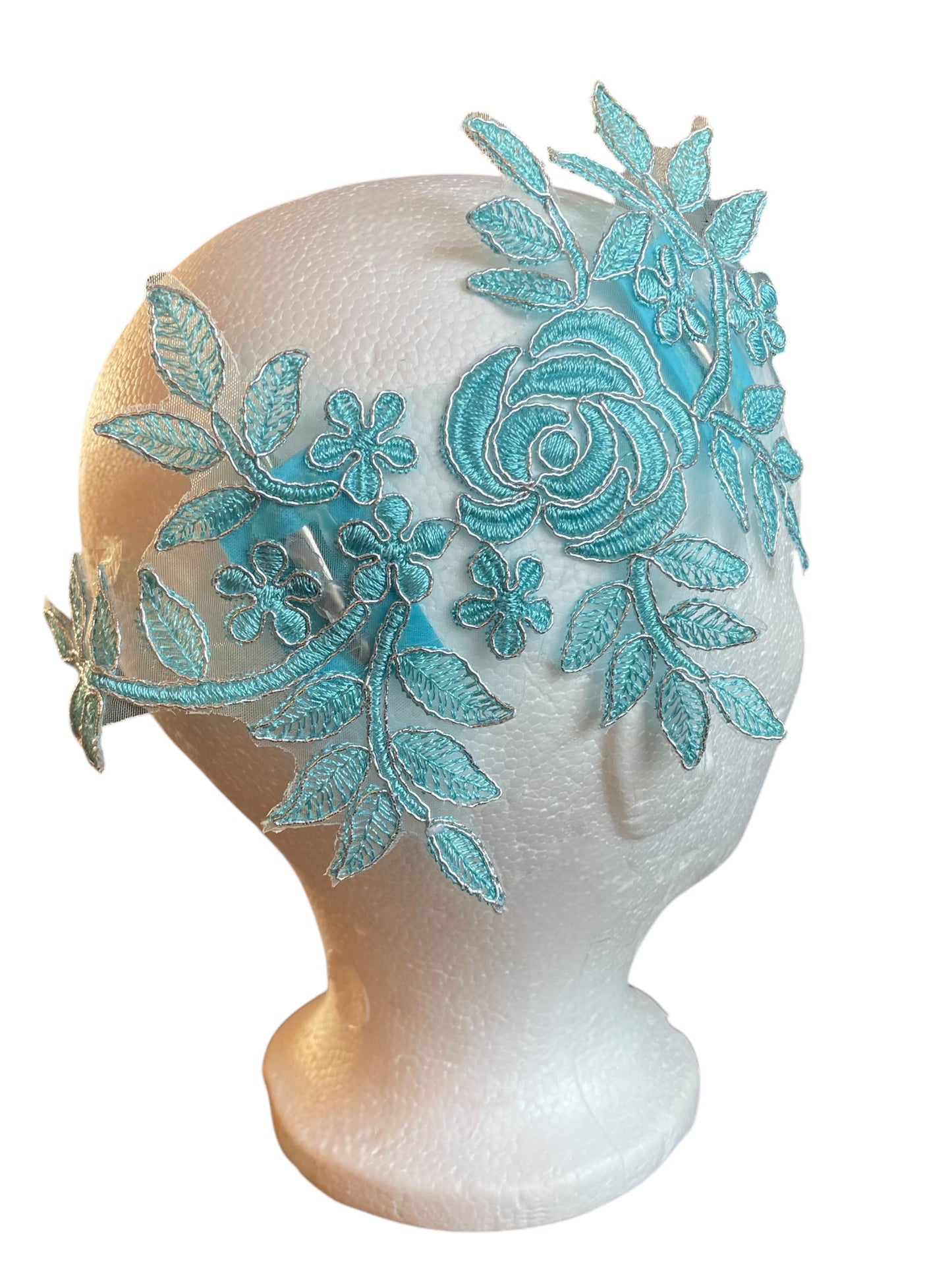 LOT of 15 pieces - BLUE FLORAL HEADPIECE WITH ATTACHED HAIR CLIPS