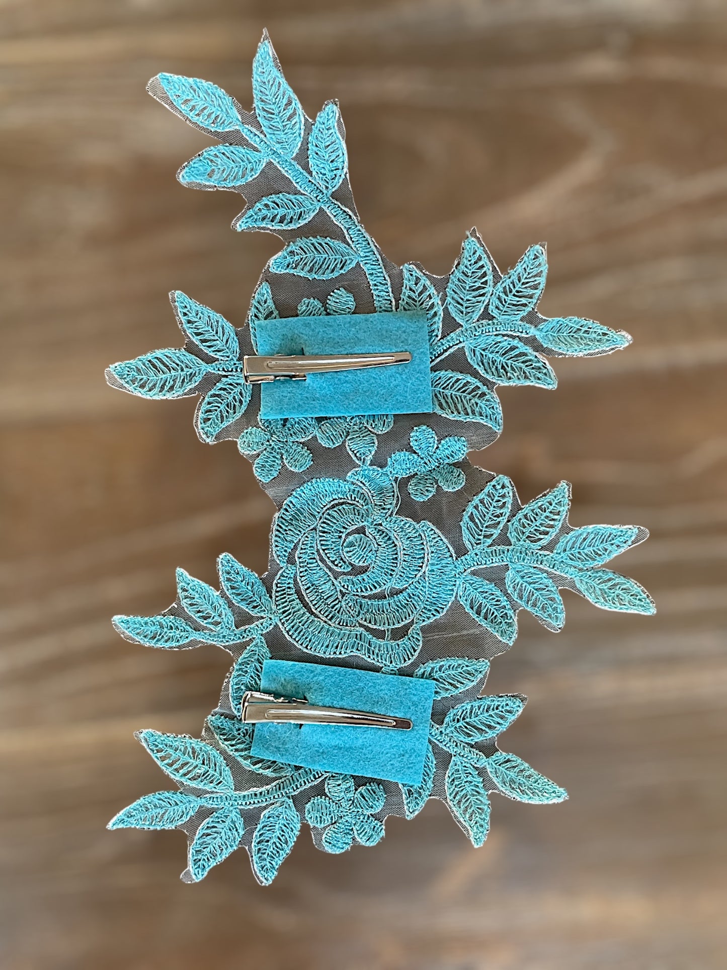 LOT of 15 pieces - BLUE FLORAL HEADPIECE WITH ATTACHED HAIR CLIPS