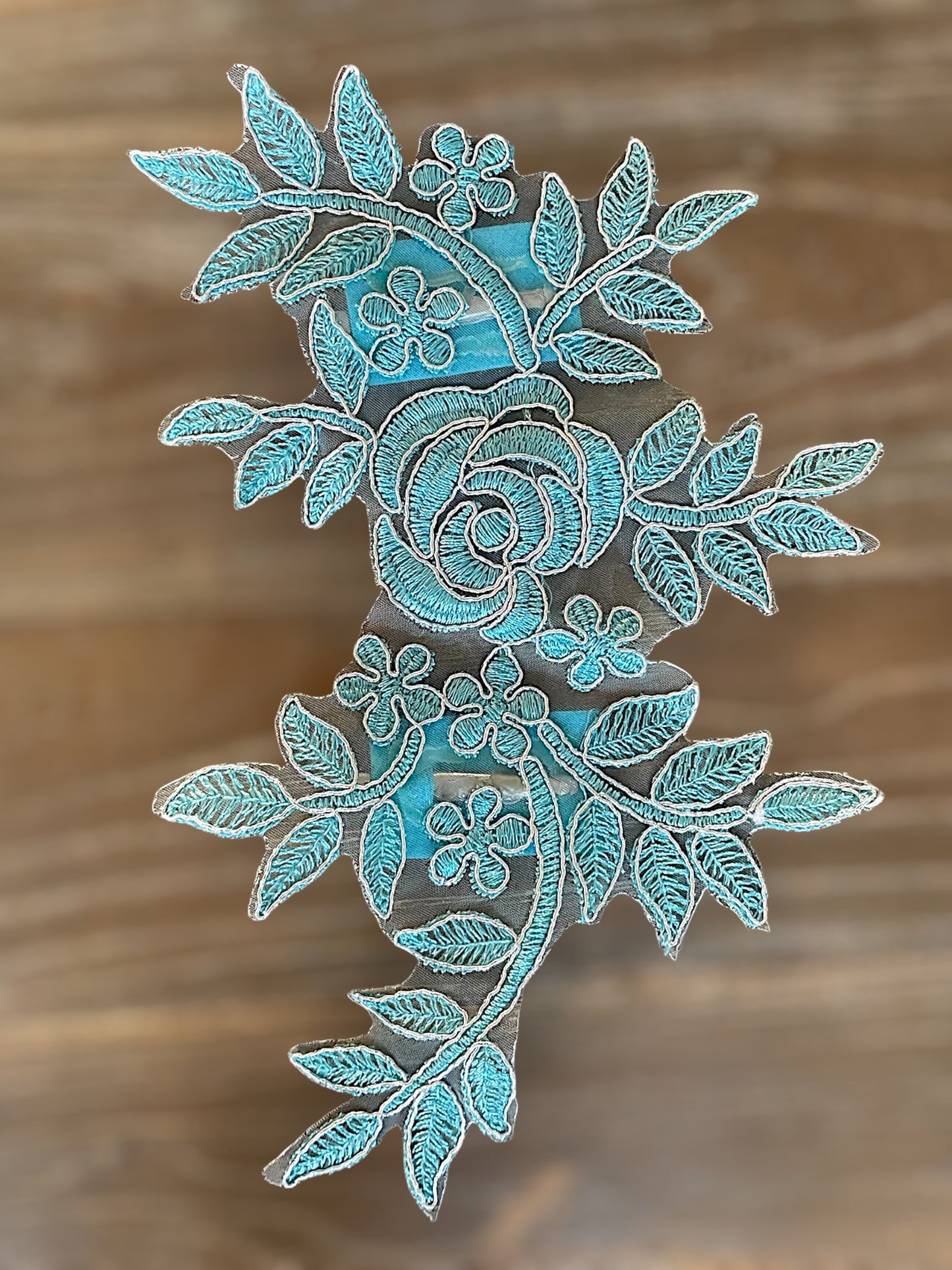 LOT of 15 pieces - BLUE FLORAL HEADPIECE WITH ATTACHED HAIR CLIPS