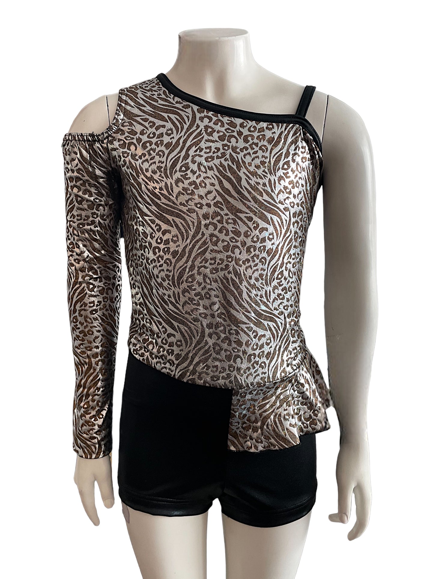 METALLIC LEOPARD PRINT BIKETARD