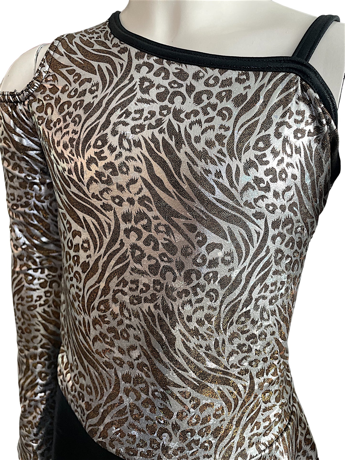 METALLIC LEOPARD PRINT BIKETARD