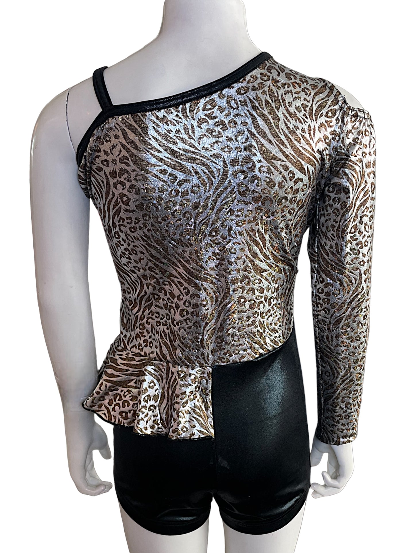 METALLIC LEOPARD PRINT BIKETARD