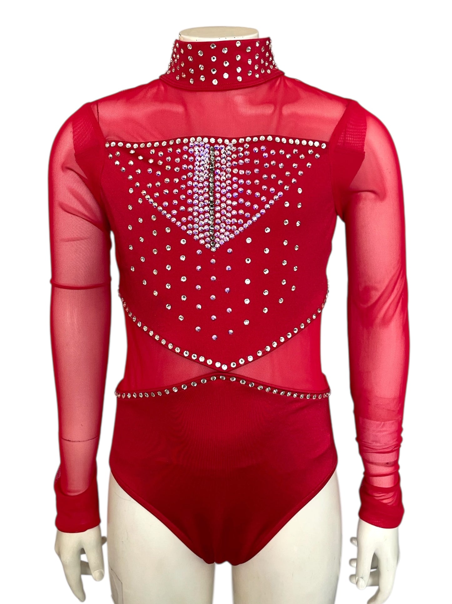OPEN BACK STONED RED LEOTARD