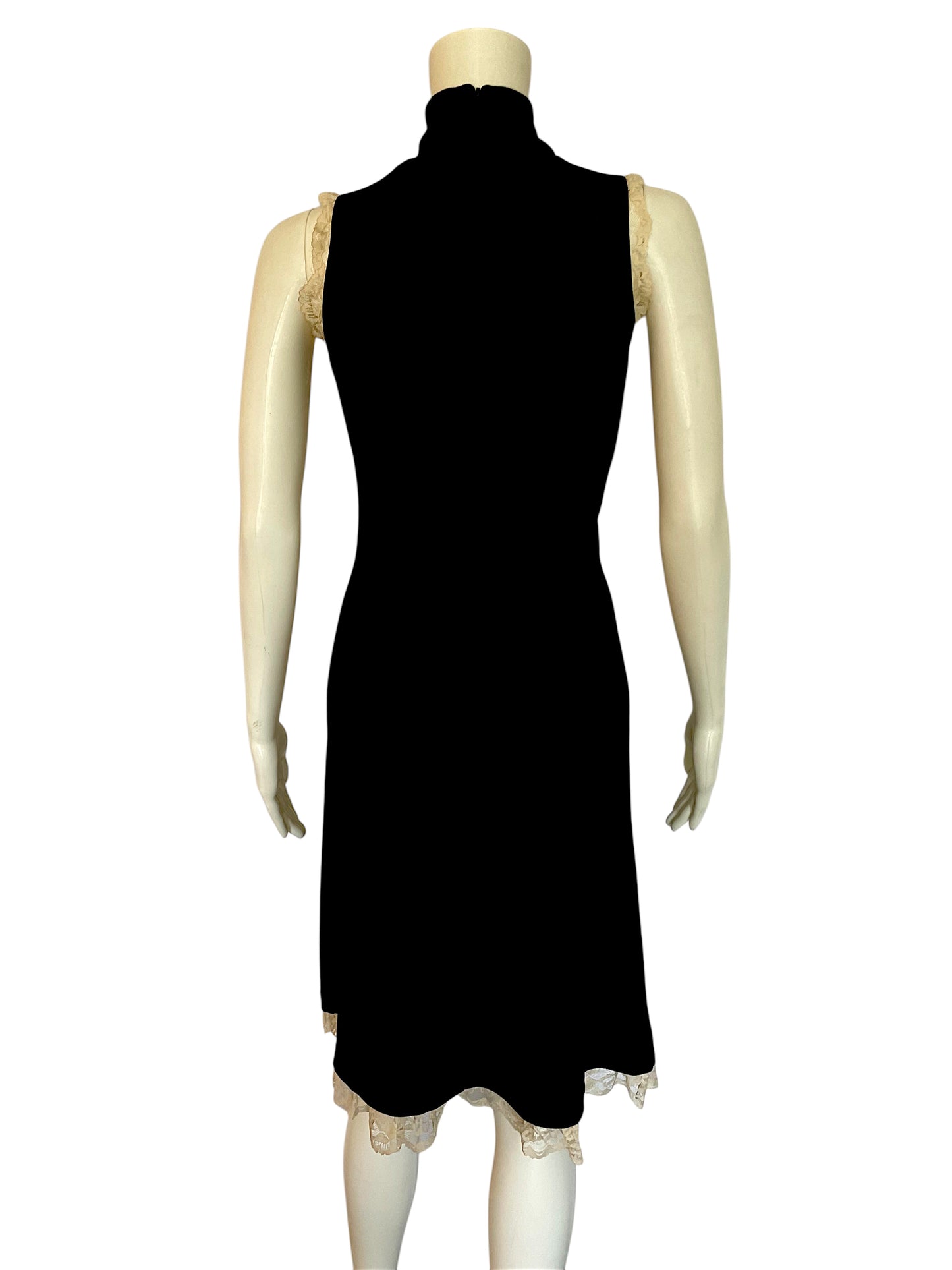 BLACK DRESS WITH LACE TRIM