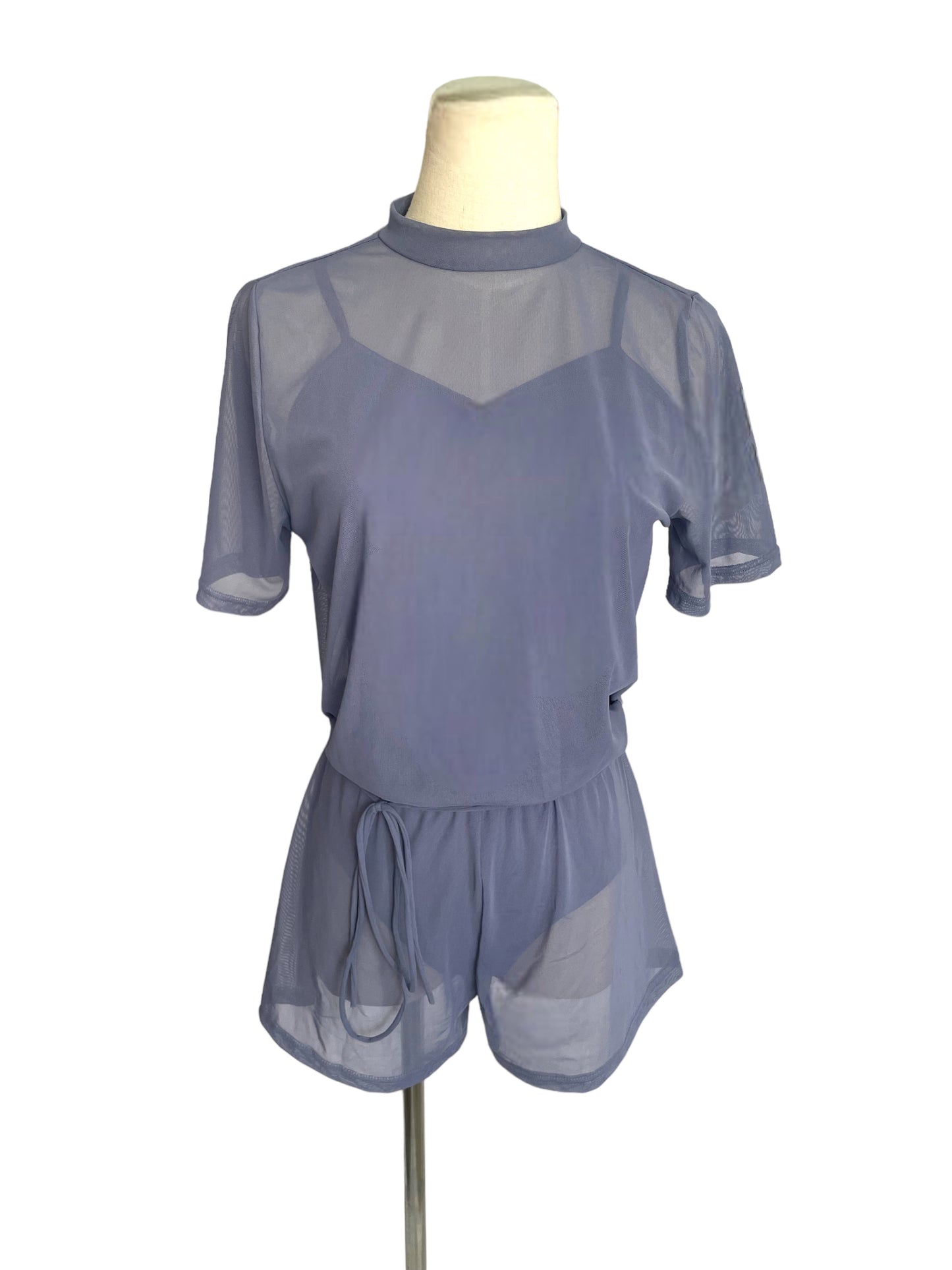 MOCK NECK POWER MESH ROMPER