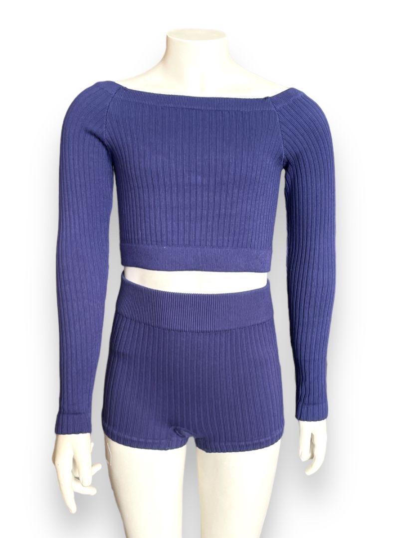 PLUM-LONG SLEEVE CROP SWEATER