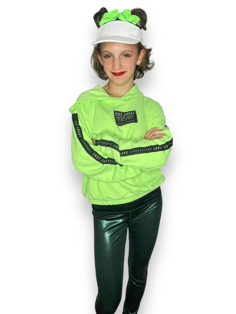 NEON GREEN HOODIE AND HIGH SHINE LEGGINGS