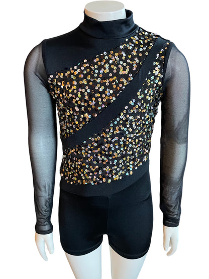 LONG SLEEVE SEQUIN BIKETARD