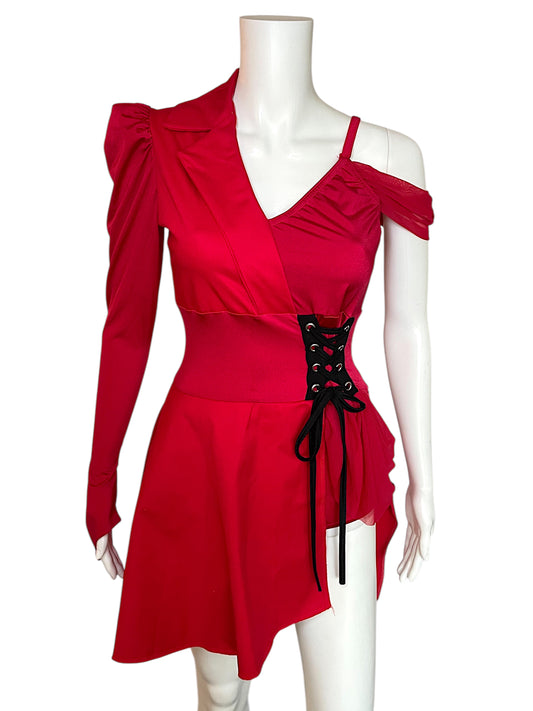 ASYMMETRICAL DRESS WITH CORSET