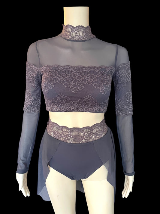 MESH SKIRT WITH LACE WAISTBAND-S11014