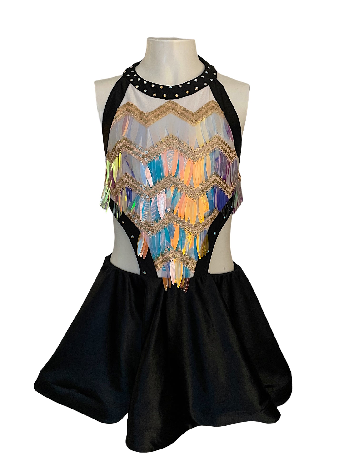 Stoned Iridescent and Black Dress-21298