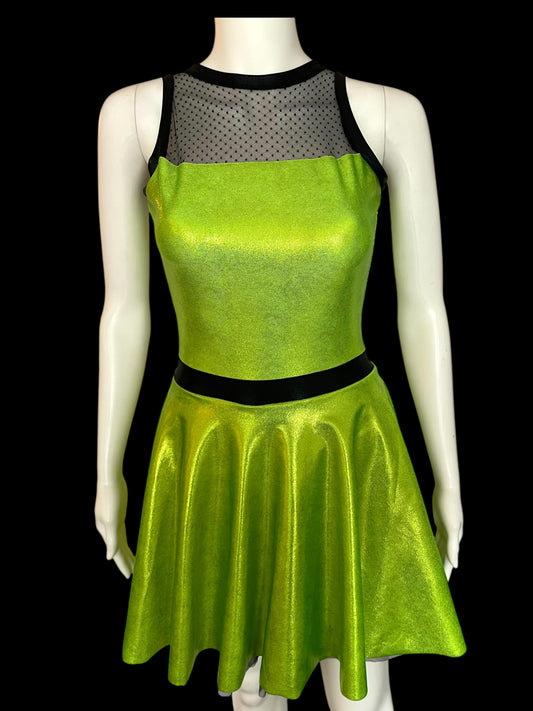 NEON GREEN AND BLACK MESH DRESS