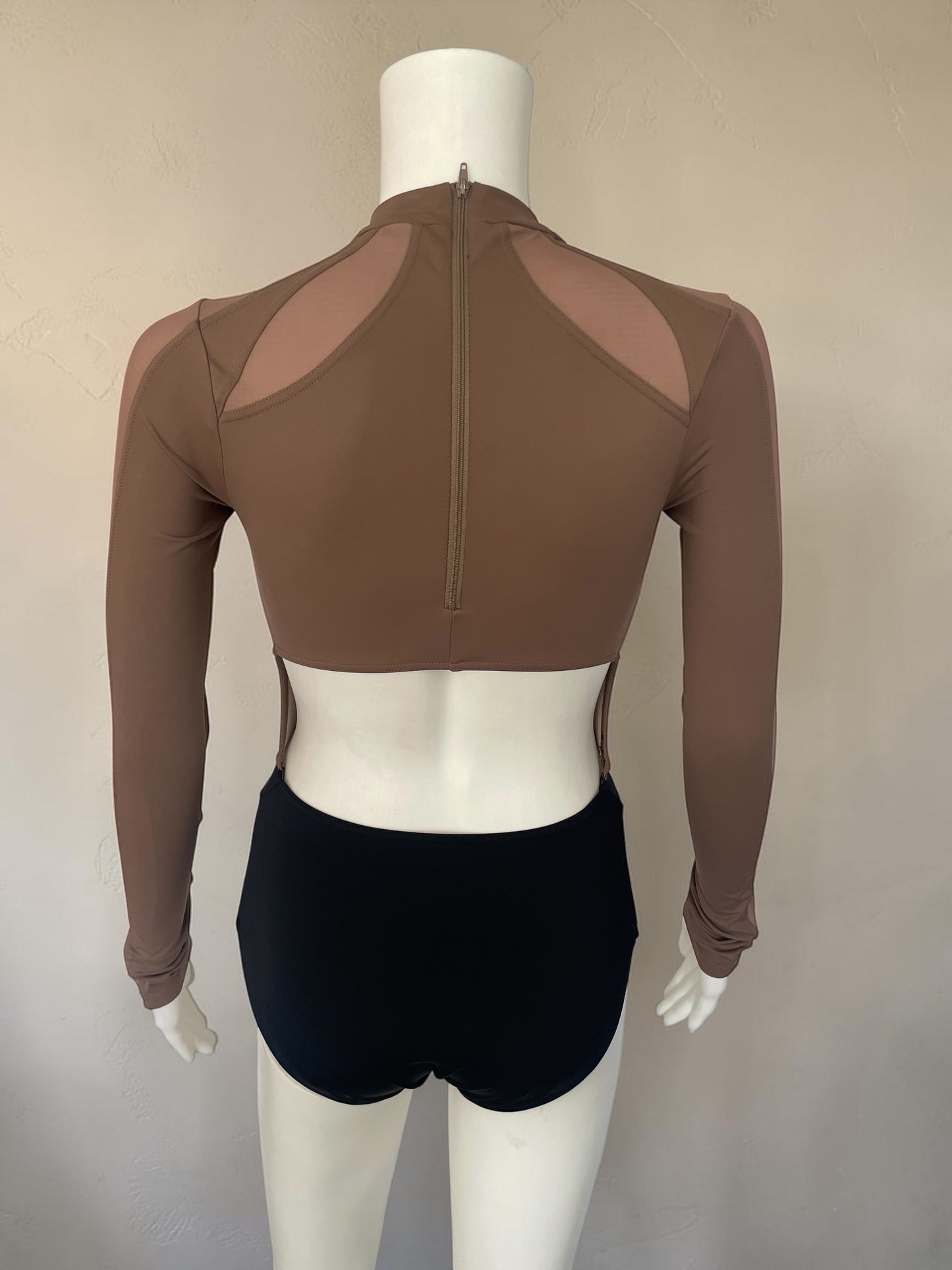 MESH INSET LONG SLEEVE LEOTARD-MT11814