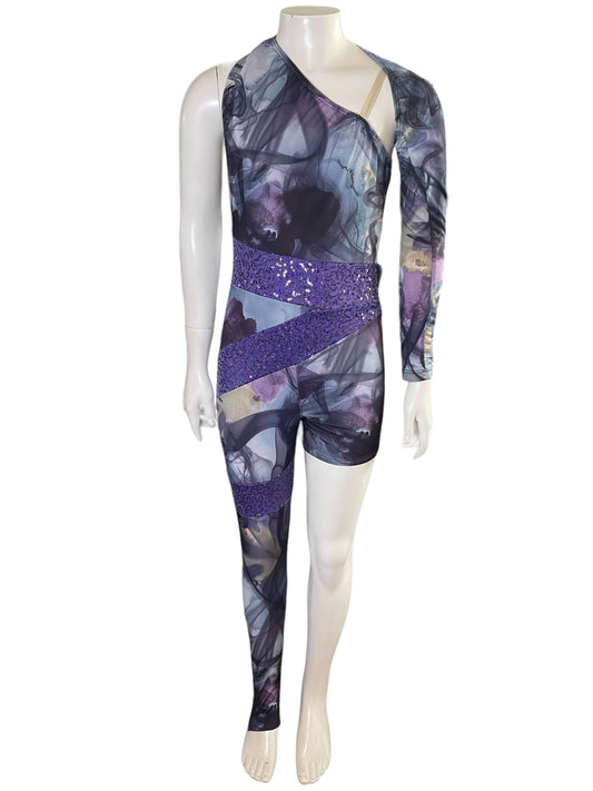 ASYMMETRICAL GEODE PRINT UNITARD