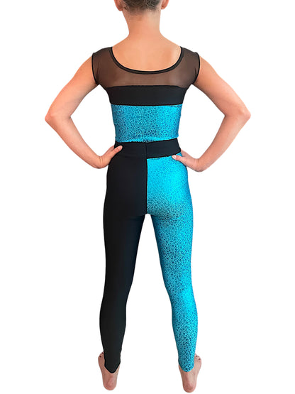 CUSTOM TURQUOISE AND BLACK UNITARD