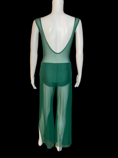 CUSTOM GREEN MESH UNITARD WITH PANTS