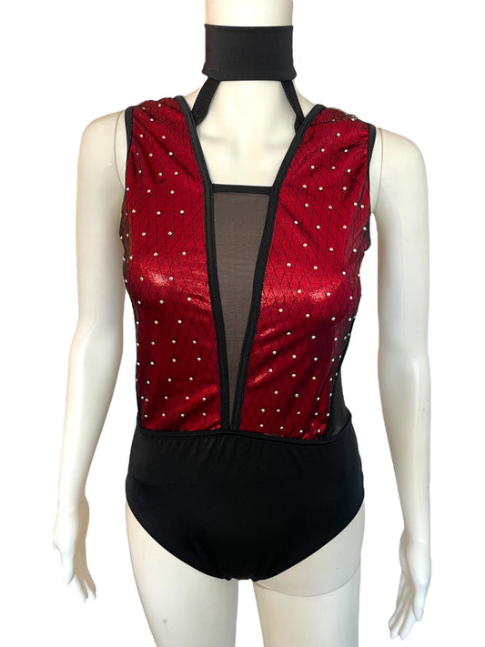 MOCK NECK DIAMOND MESH LEOTARD-11677