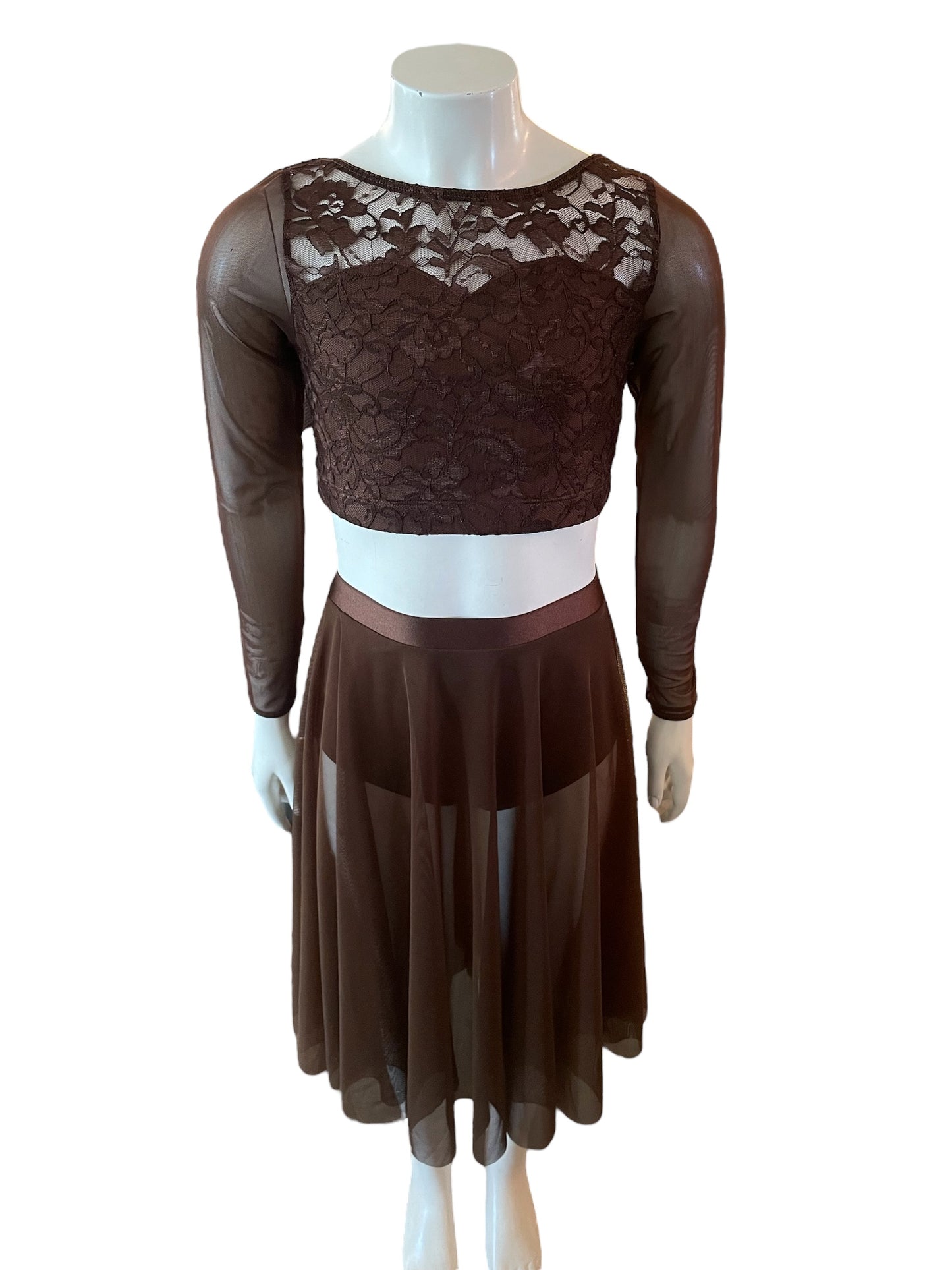 CHOCOLATE LACE TOP AND SKIRT