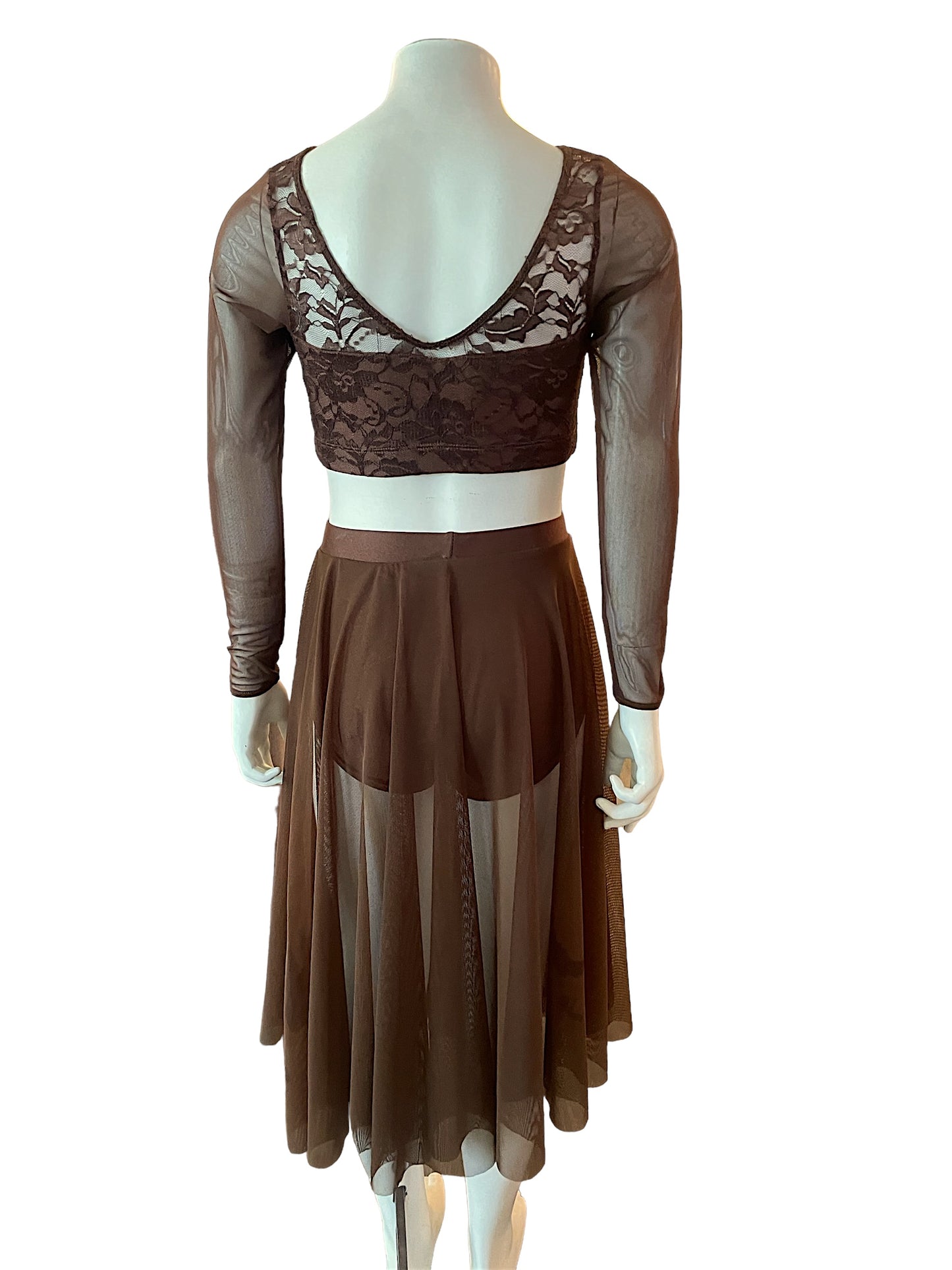 CHOCOLATE LACE TOP AND SKIRT