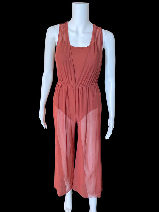COWL DRAPE POWER MESH JUMPSUIT-SM12126